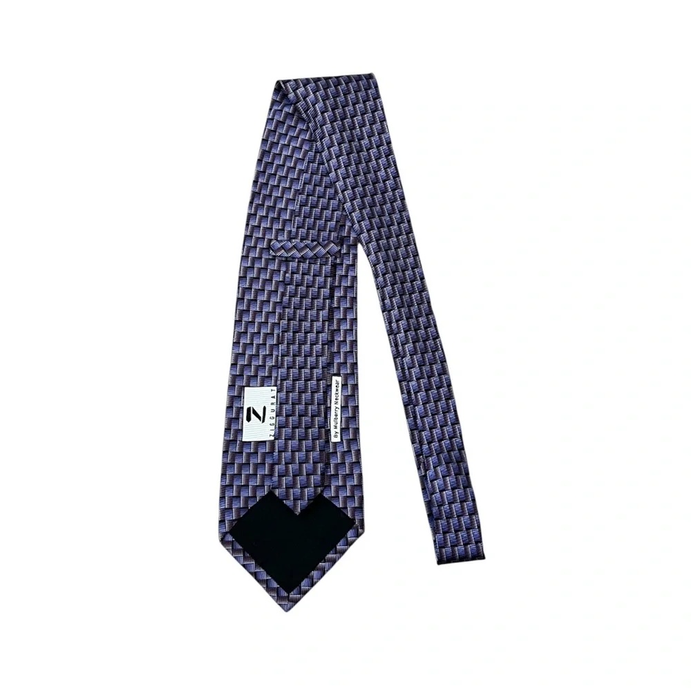 Ziggurat by Mulberry Neckwear Classic Men's Navy Purple Geometric 100% Silk Tie